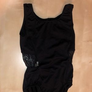 MotionWear Black Mesh Open Back Leotard Adult S